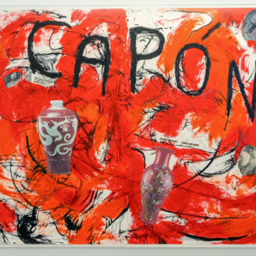alberto-borea Capón, 2019 Acrylic and collage on paper 98.4 × 74.8 × 2.8 in (250 × 190 × 7 cm)