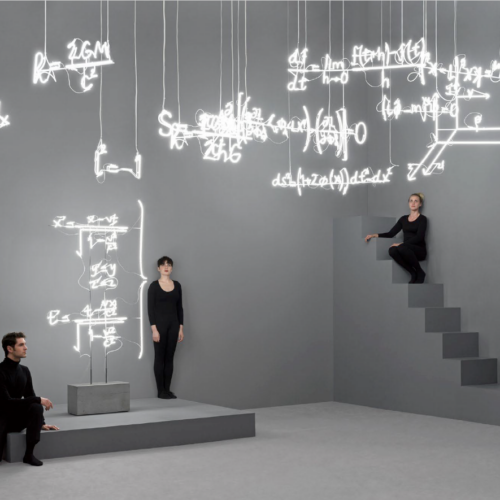 Instruments for Inquiring into the Wind and the Shaking Earth, 2018–2020 Site-specific installation with neon sculptures and performance 6500K neon, white blown glass, metal structure, concrete base, architectural elements, paint, electricity Dimensions variable according to installation Audemars Piguet Prize installation and performance view, ARCO 2019