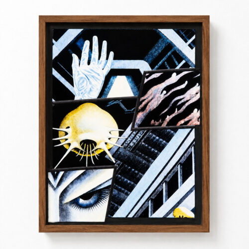 Tales of Different Desires, Conjuring Xenonarratives (PG2) 2023 Stained glass, LED backlight, wooden frame 13 x 17.7 in (33 x 45 cm)