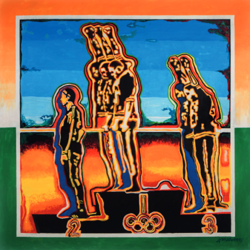 Black Power on the Olimpics in México 68, 1968 – 1973 Acrylic on canvas 47.24 x 47.24 in (120 x 120 cm)