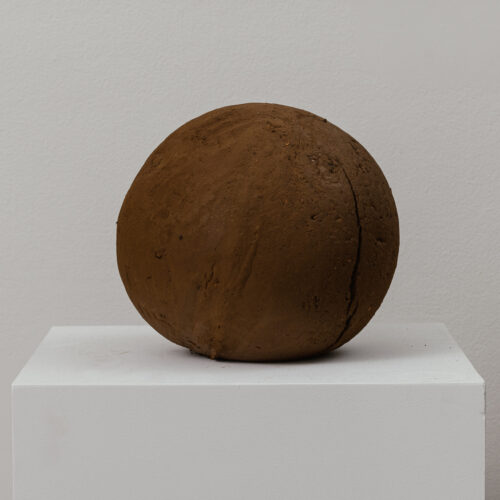 Mel Chin, Sphere of Saturated Clay with Decomposed Volcanic and Metamorphic Rock and Organic Matter(Approximately 253-480 Million Years Old) Harvested from Egypt Township, Yancey County, NC, Saturated clay with decomposed volcanic and metamorphic rock and organic matter, 2026 11.92 in / 30.25 cm, 25.4 kg / 56 lbs
