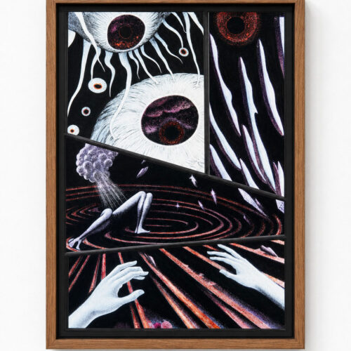 Tales of Different Desires, Conjuring Xenonarratives (PG3) 2023 Stained glass, LED backlight, wooden frame 13 x 17.7 in (33 x 45 cm)