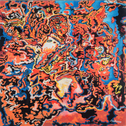 The Burning Bonze, 1968 – 1973 Acrylic on canvas 47.24 x 47.24 in (120 x 120 cm)