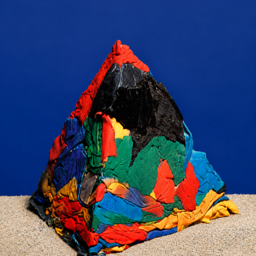 Piramide di stracci, 1965 Sculpture made from remnants of swimwear 13 × 13 × 11 in (33 × 33 × 28 cm)