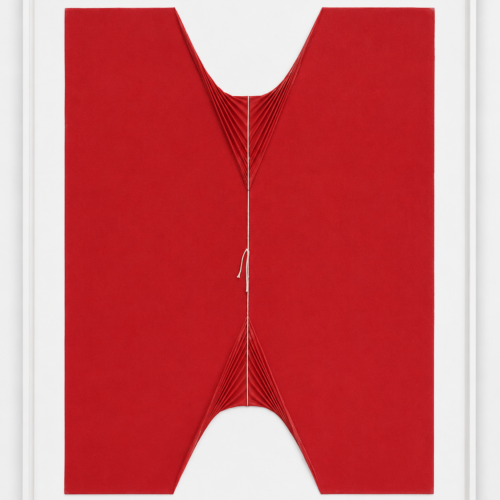 Atadura 16 07 (red), 2023 Rubber latex, cotton string, and sealant over Wood Board, 79 x 67 in (200 x 170 x 5 cm)
