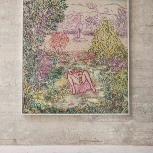Hollidays in the sun 2010 Acrylic and crayons on canvas 78.74 x 55.12 in (200 x 140 cm)