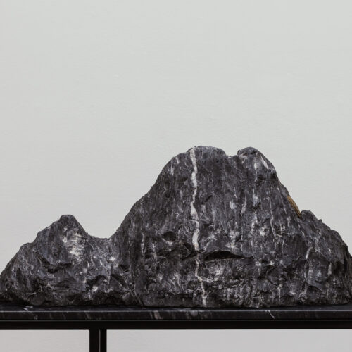 Elena Damiani, Suns in the Shadow, 2022 Hand-carved and polished Santa Ana marble, bronze casting, steel structure, polyurethane paint, and polyurethane lacquer 82.7x 177.2x 16.5 in / 210 x 450 x 42 cm