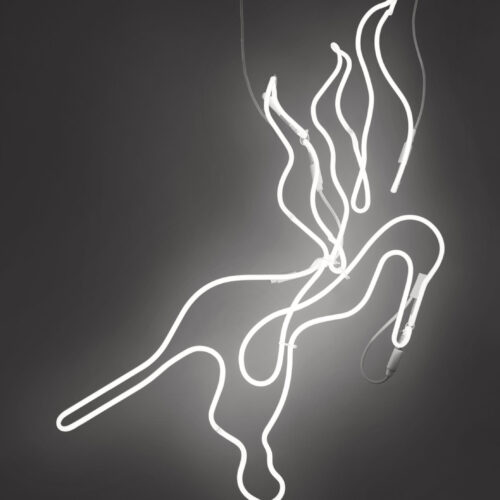 Señal de Humo Transfigurada en Vuelo, 2021 Neon, cable zip ties, transformer and electricity 42.91 x 18.90 in (109.5 x 48 cm)