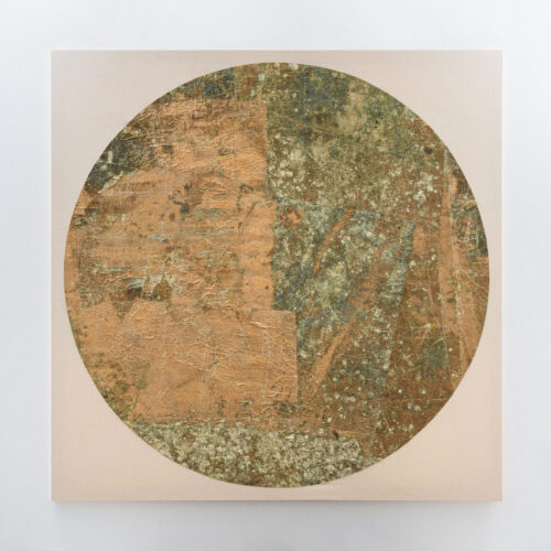 Titán Mixed media with copper pigments, guano, and oxide on mounted Japanese paper Detail