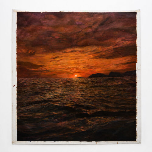 Golden Area, The Warrior, 2022–2025 Mixed media with gold pigments, guano, and oxide on mounted Japanese paper on canvas 69 1/4 × 69 1/4 in (176 × 176 cm)