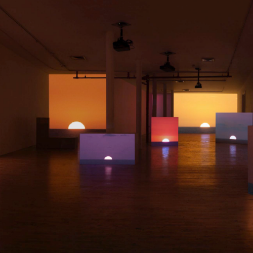 The End (Action #1), 2019 Synchronized multi-channel video installation and performance 16mm film transferred to HD, architectural elements Dimensions variable according to architecture