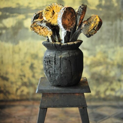 Bonsai Charcoal, wood, epoxy adhesive, acrylic paint 17.72 x 15.75 x 15.75 in (45 x 40 x 40 cm)