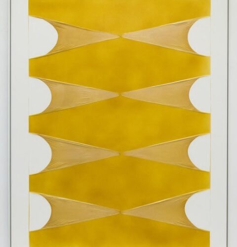Untitled,2020 Latex and polyurethane sealant on wood 47.24 × 62.99 in (120 × 160 cm)